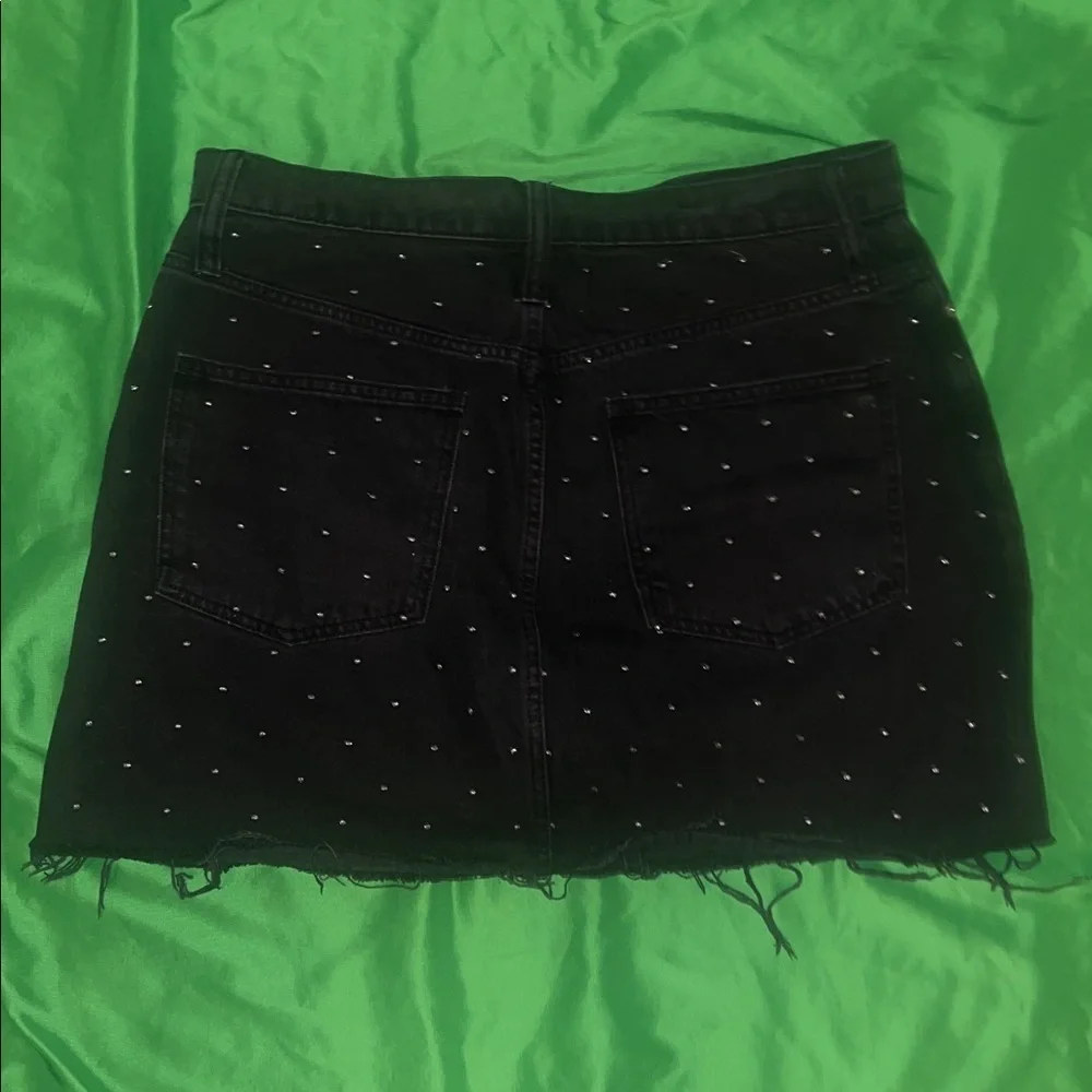Madewell Black Denim Mini Skirt with Silver Material Dots size 31